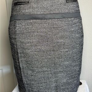 Express Gray Tweed Pencil Skirt with Waistband Detail